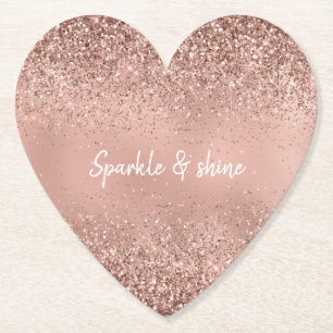 Dessous-de-verre En Papier Parties scintillant d'or Glam Rose