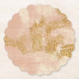 Dessous-de-verre En Papier *~* Parties scintillant d'or rose texturée en or