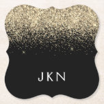 Dessous-de-verre En Papier Parties scintillant Noir Or Nom de fille Initiales<br><div class="desc">Parties scintillant à étincelles d'or et de noir Dessous de verre de papier de nom Monogramme. Cela fait le cadeau parfait de remise de diplômes,  anniversaire,  mariage,  douche nuptiale,  anniversaire,  baby shower ou bachelorette pour quelqu'un qui aime le luxe glam et les styles chic.</div>