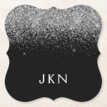 Dessous-de-verre En Papier Parties scintillant noire argent Monogramme Nom de<br><div class="desc">Parties scintillant à étincelles noir et argent Monogramme Nom Dessous de verre papier. Cela fait le cadeau parfait de remise de diplômes,  anniversaire,  mariage,  douche nuptiale,  anniversaire,  baby shower ou bachelorette pour quelqu'un qui aime le luxe glam et les styles chic.</div>