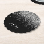 Dessous-de-verre En Papier Parties scintillant noire argent Monogramme Nom de<br><div class="desc">Parties scintillant à étincelles noir et argent Monogramme Nom Dessous de verre papier. Cela fait le cadeau parfait de remise de diplômes,  anniversaire,  mariage,  douche nuptiale,  anniversaire,  baby shower ou bachelorette pour quelqu'un qui aime le luxe glam et les styles chic.</div>