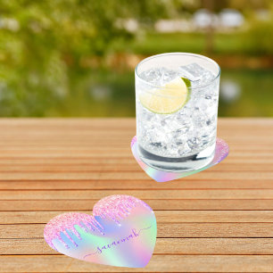 Dessous-de-verre En Papier Parties scintillant rose iridescente rose or arc-e