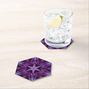Dessous-de-verre En Papier Parties scintillant violette Coeur et Fleur Motif 