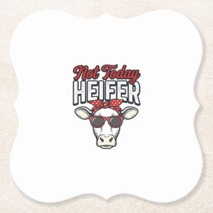 Dessous-de-verre En Papier Pas aujourd'hui génisse drôle vache vintage vecteu