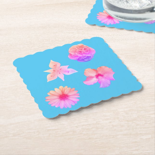 Dessous-de-verre En Papier Pastel Bouquet Paper Coaster (Incliné)