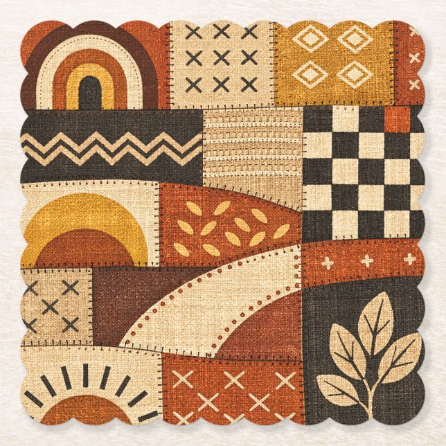 Dessous-de-verre En Papier Patchwork Moderne Cosy (Devant)