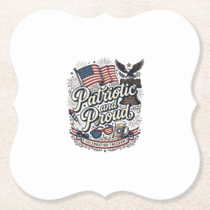 Dessous-de-verre En Papier Patriotique et fier vintage quatrième juillet