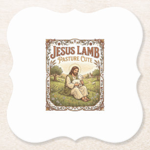 Dessous-de-verre En Papier Pâturage de Jésus agneau Mignon Pâturage de Jésus 