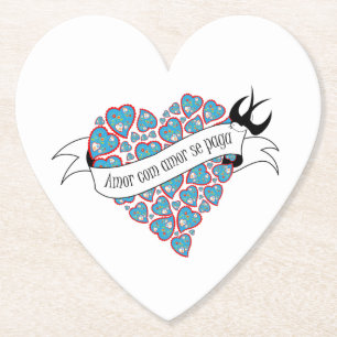 Dessous-de-verre En Papier Payer l'amour avec l'amour illustré proverbe portu