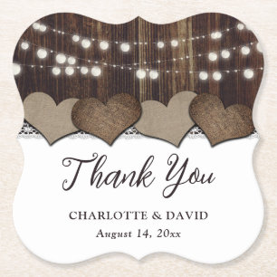 Dessous-de-verre En Papier Pays Rustique Burlap Grange Mariage Merci