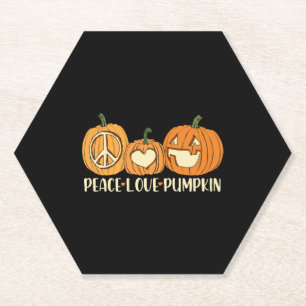 Dessous-de-verre En Papier Peace Love Citrouille Halloween