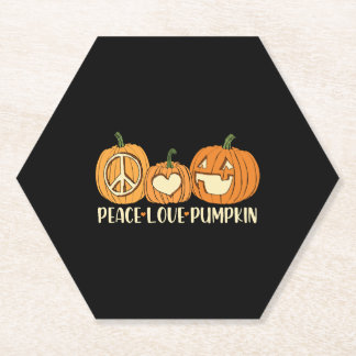 Dessous-de-verre En Papier Peace Love Citrouille Halloween