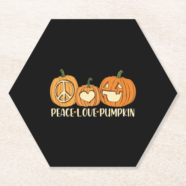 Dessous-de-verre En Papier Peace Love Citrouille Halloween (Devant)