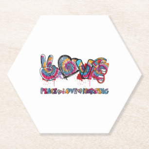 Dessous-de-verre En Papier Peace Love Nurse Stethoscope Cute Nurse Tie Dye