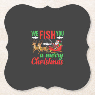 Dessous-de-verre En Papier Pêche de Noël Joyeux Poisson Vous