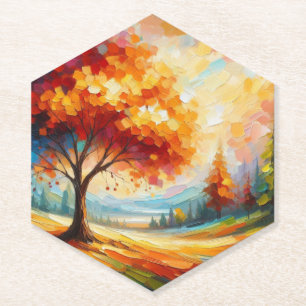 Dessous-de-verre En Papier Peinture de Paysage avec des Couleurs Vives