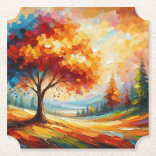 Dessous-de-verre En Papier Peinture de paysage avec des couleurs vives