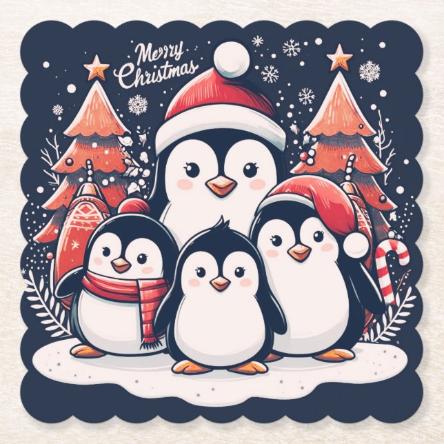 Dessous-de-verre En Papier Penguin de Noël par Rp (Devant)