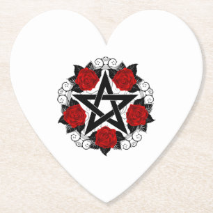 Dessous-de-verre En Papier Pentagramme aux roses rouges