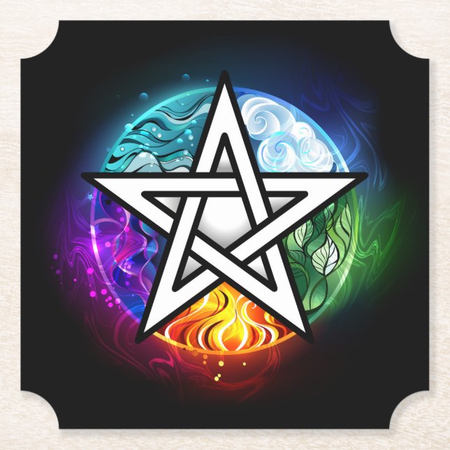 Dessous-de-verre En Papier pentagramme du Wiccan (Devant)