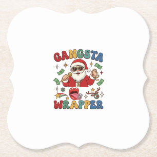 Dessous-de-verre En Papier Père Noël de Noël Wrapper Gangsta Microphone Argen