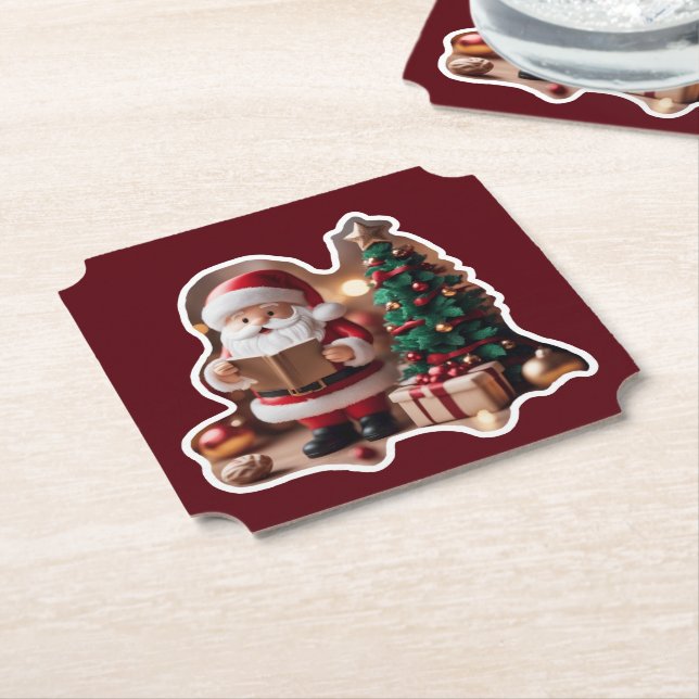 Dessous-de-verre En Papier Père Noël en 3D (Incliné)