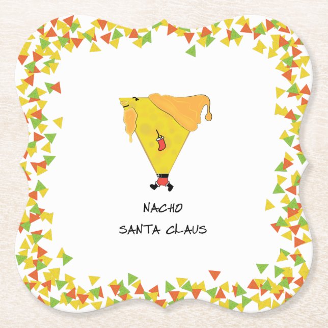 Dessous-de-verre En Papier Père Noël Nacho avec chips (Devant)