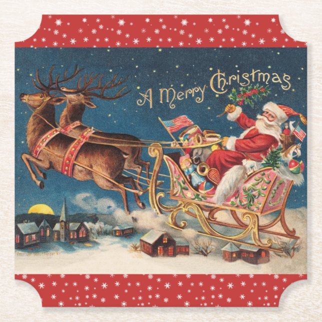 Dessous-de-verre En Papier Père Noël patriotique (Devant)