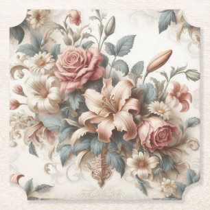 Dessous-de-verre En Papier Perfection florale ancienne légère