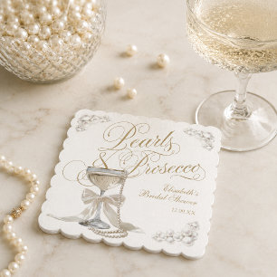 Dessous-de-verre En Papier Perles et Prosecco Blanc à Nœud Mariage Cérémonie
