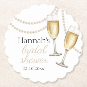 Dessous-de-verre En Papier Perles et prosecco Élégante douche de mariée