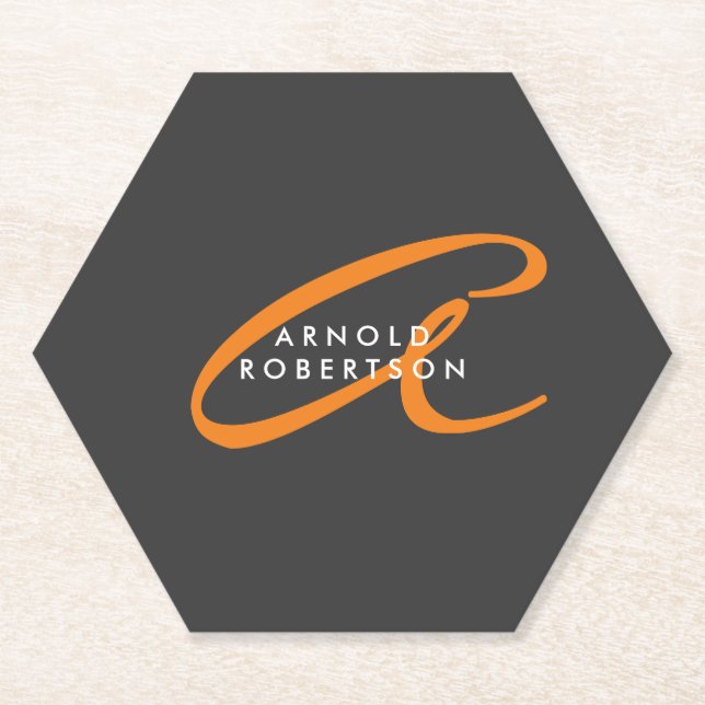 Dessous-de-verre En Papier Personnaliser Monogramme Gris clair Nom tendance i (Devant)