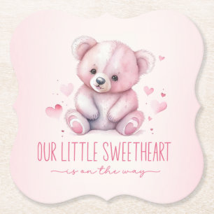 Dessous-de-verre En Papier Petit Baby shower d'ours d'aquarelle doux