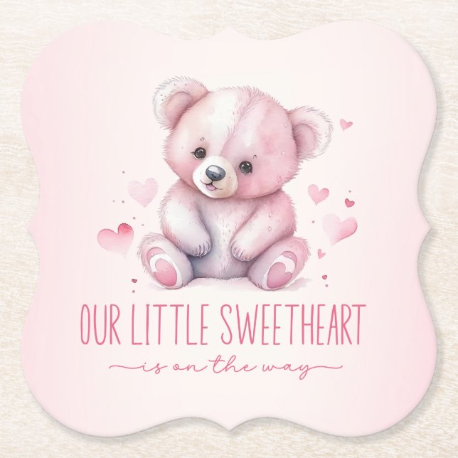Dessous-de-verre En Papier Petit Baby shower d'ours d'aquarelle doux (Devant)