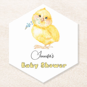 Dessous-de-verre En Papier Petit Baby shower floral de poussette