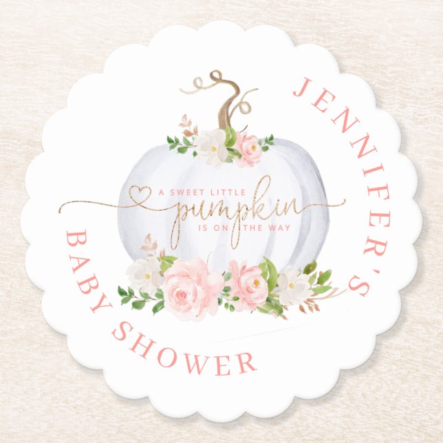 Dessous-de-verre En Papier Petit citrouille rose pâle (Devant)