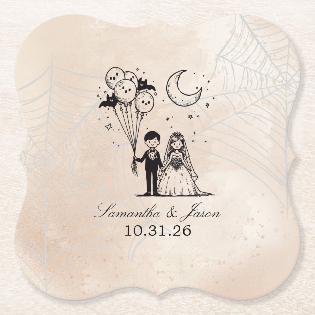 Dessous-de-verre En Papier Petit Couple Effrayant (Devant)