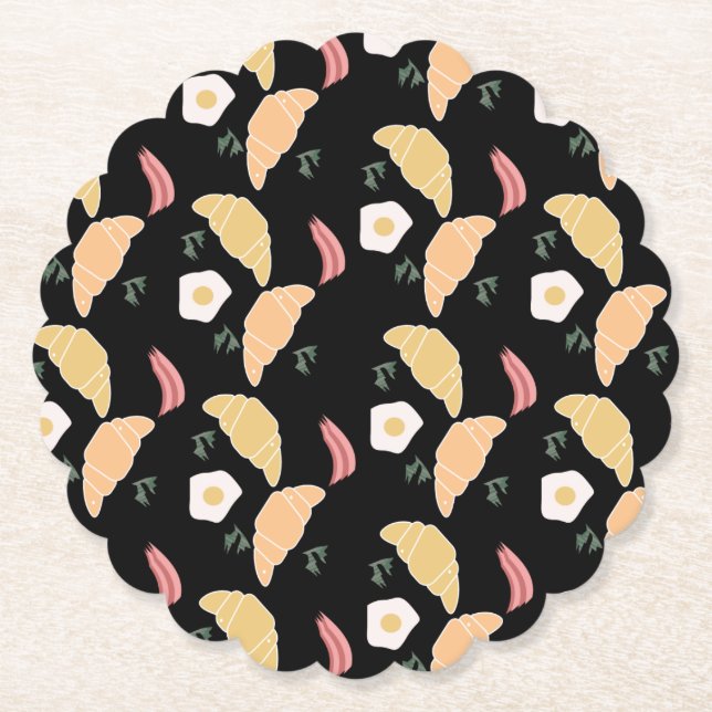 Dessous-de-verre En Papier Petit-déjeuner Jambon et Cilantro Oeufs sur un Cro (Devant)