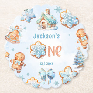Dessous-de-verre En Papier Petit garçon de Noël Little Man Cookie 1er anniver