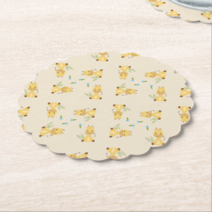 Dessous-de-verre En Papier Petite petite girafe florale brun clair