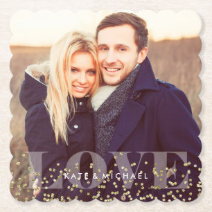 Dessous-de-verre En Papier Photo d'amour et d'étincelles