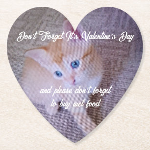 Dessous-de-verre En Papier Photo de chat de la Saint-Valentin en forme de cœu