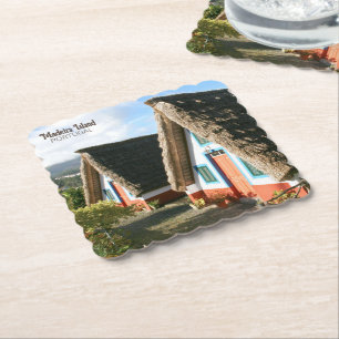 Dessous-de-verre En Papier Photo de l'île de Madère avec Maisons Typiques, Po