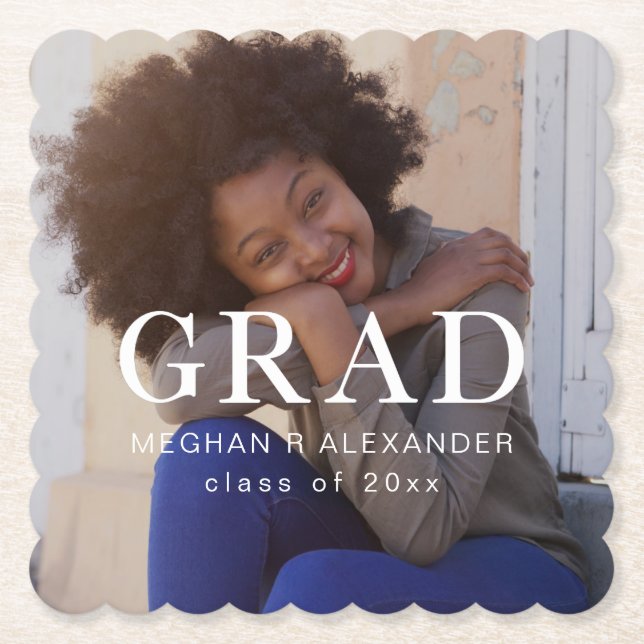 Dessous-de-verre En Papier Photo et nom de l'étudiant (Devant)