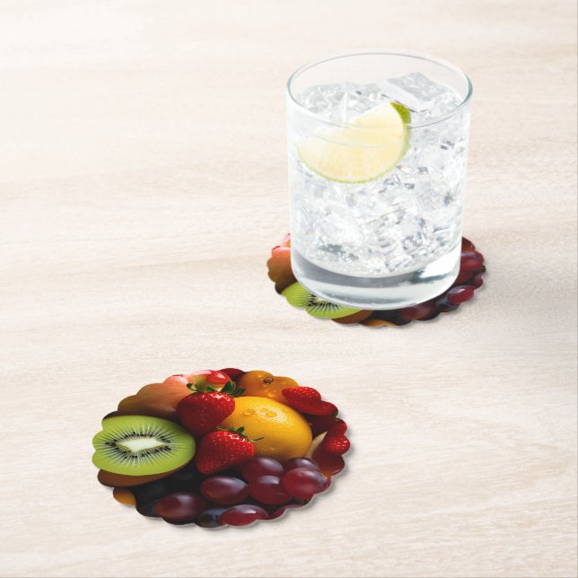 Dessous-de-verre En Papier Photo Fruit frais (En situation)