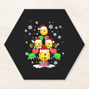Dessous-de-verre En Papier Pickball Christmas Tree Père Noël Pickleball Light