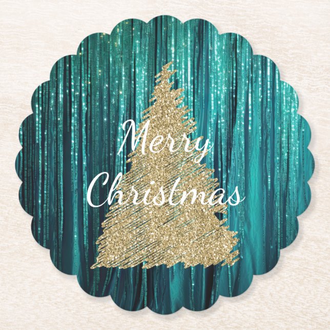 Dessous-de-verre En Papier Pine Green Tinsel Gold (Devant)
