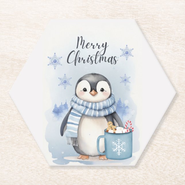 Dessous-de-verre En Papier Pingouin mignon 3 (Devant)