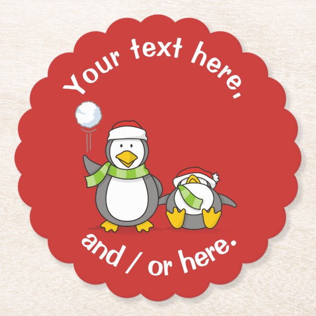 Dessous-de-verre En Papier Pingouins de Noël (Devant)