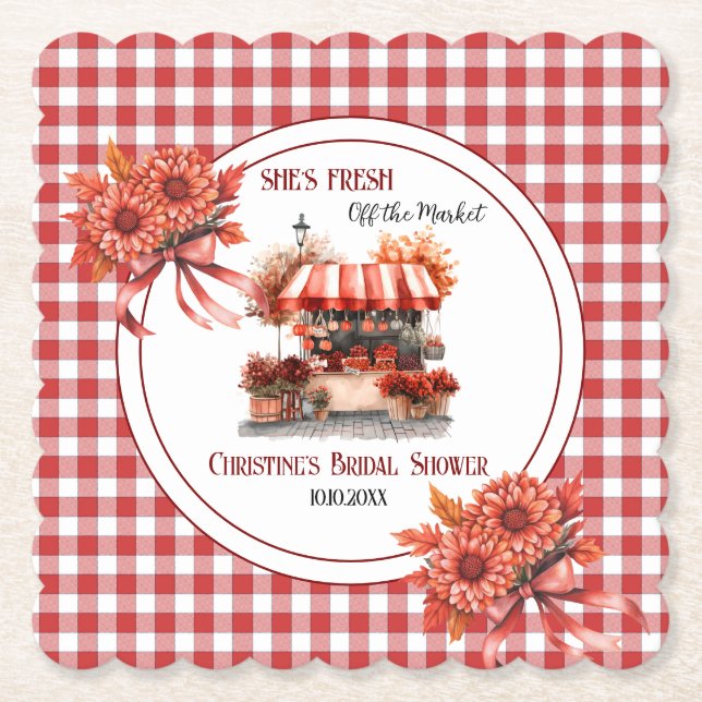 Dessous-de-verre En Papier Pique-nique champêtre Gingham Baby Shower (Devant)